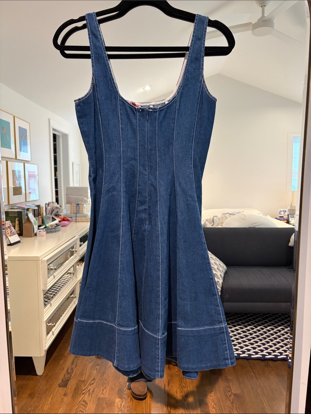 STAUD Blue Denim Fit-and-Flare Mini Dress - Picture 5 of 8